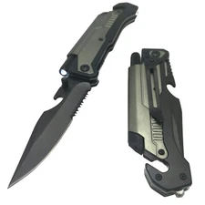 Outdoor Rescue Pocket Knife 5" TACTICAL MULTI-FUNCTIONAL Spring Assisted