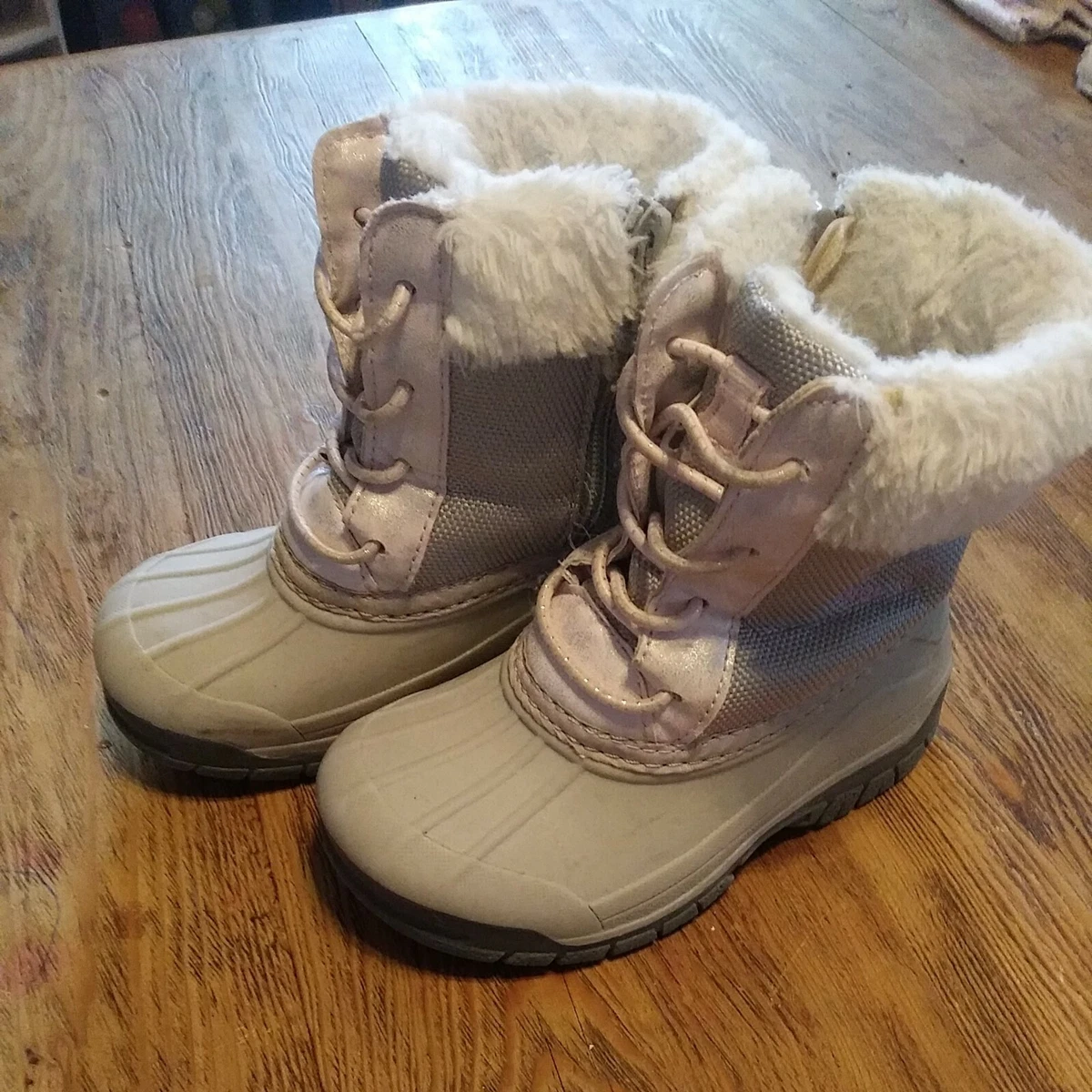 Gray and pink duck boots sale