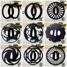 Black Iron Tsuba Steel Hand Guard For Japanese Katana DIY Sword Maintenance