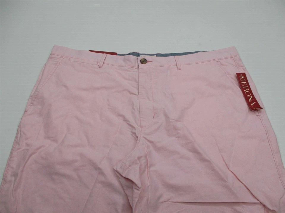 Новые мужские повседневные розовые шорты MERONA размер 42 100% хлопок плоская передняя часть - Изображение 2 из 4