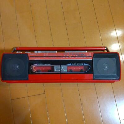 SONY CFS-EW50 Stereo Cassette-Corder Red Double Cassette Wit AC