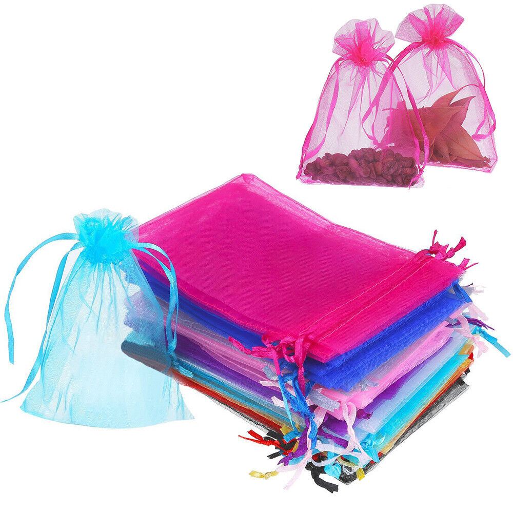100x Sheer Organza Wedding Party Favor Gift Candy Bags Jewelry Pouches 3x4" 5x7"
