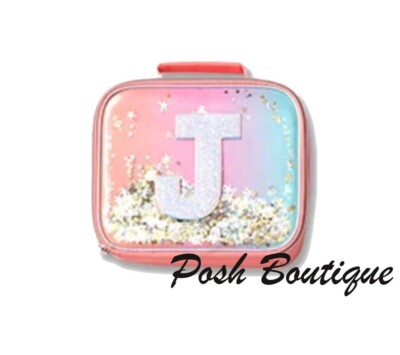 JUSTICE Girls Initial J ombre letter shaky lunch tote bag box J Monogram Unicorn