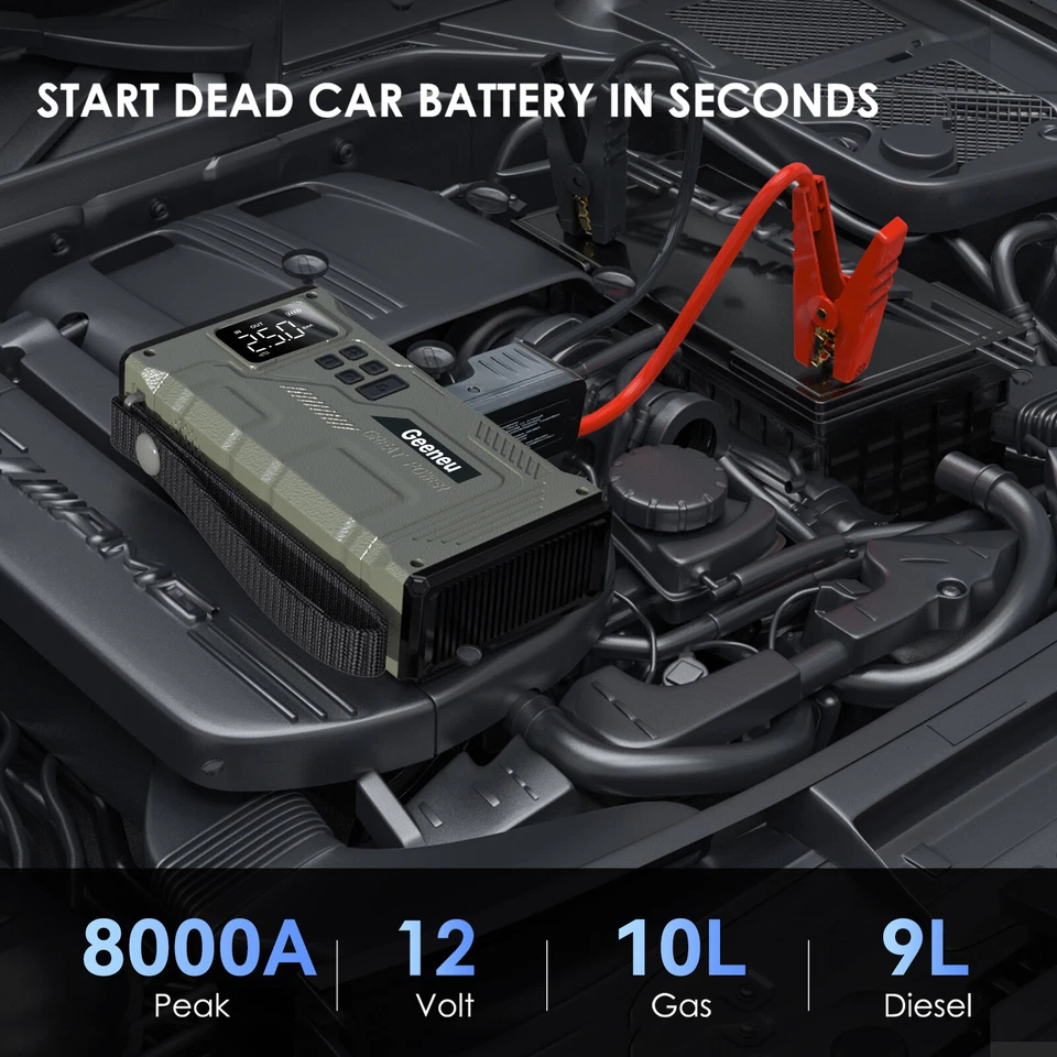 Jump Starter with Air Compressor, Portable 8000A Car Battery Jumper Starter 12V - Image 2 of 4
