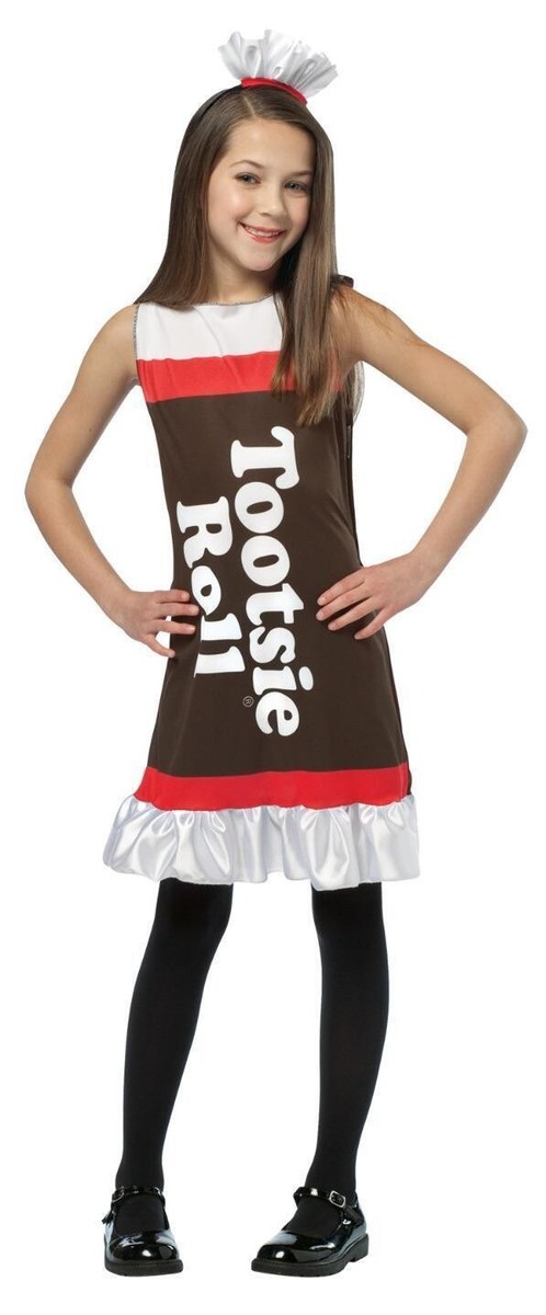 GIRLS TOOTSIE ROLL CANDY TANK DRESS HALLOWEEN COSTUME M FIT 7-10 GIRLS TOOTSIE ROLL CANDY TANK DRESS HALLOWEEN COSTUME M FIT 7-10