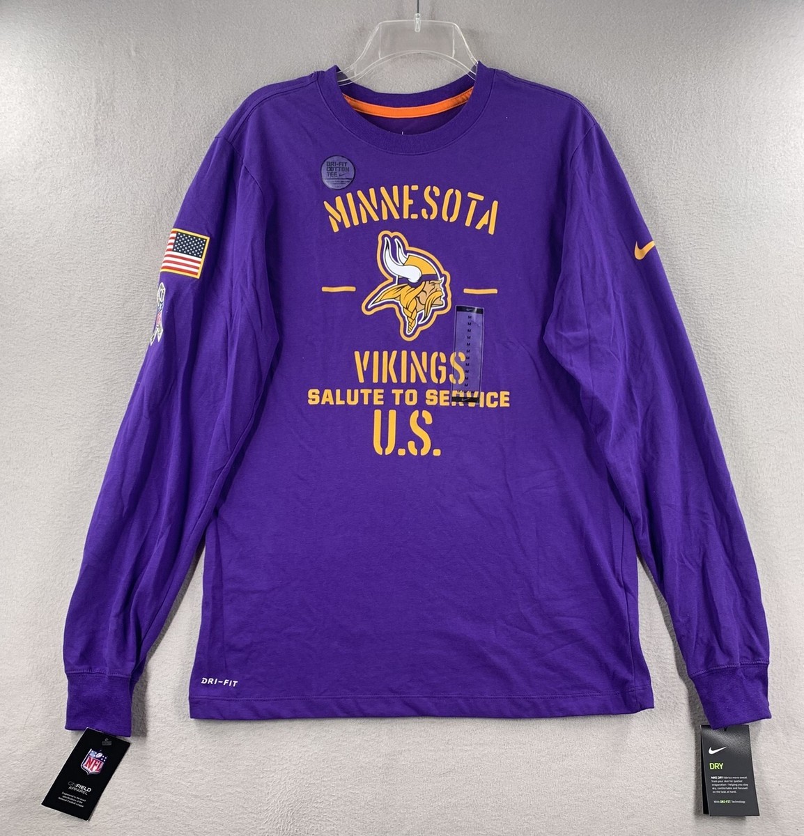 Minnesota Vikings Nike 2019 Salute To Service Performance Long Sleeve  T-Shirt