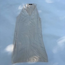The Row Womens Cream V-Neck Sleeveless Silk Lined Shift Dress Size L Made In USA