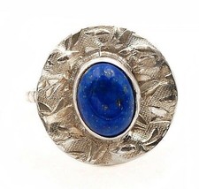 Natural Lapis Lazuli -Afghanistan 925 Sterling Silver Ring Sz 6,