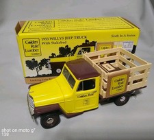 Golden Rule Lumber 1953 Jeep Willys Stake Bed Truck Liberty Class. Diecast Bank