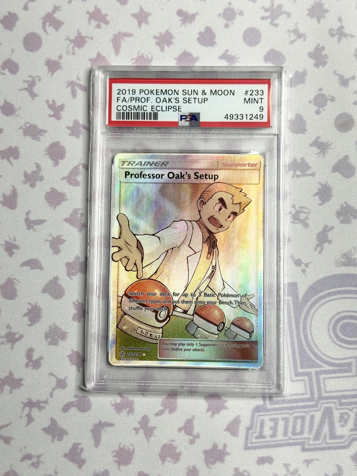 Pokemon PSA 9 Mint Cosmic Eclipse Ultra Rare Professor Oak's Setup 233/236