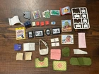 Vintage playmobil paper fabric cloth items picture frames art letters signs etc