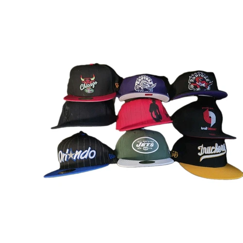 Lot Of 9 New Era Fitted Hats Cap Baseball Mixed Sizes and Teams