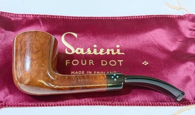SASIENI 4 DOT NATURAL 4 Smooth Bent Dublin ''London Briar'' w ''Four Dot'' Pipe Sock