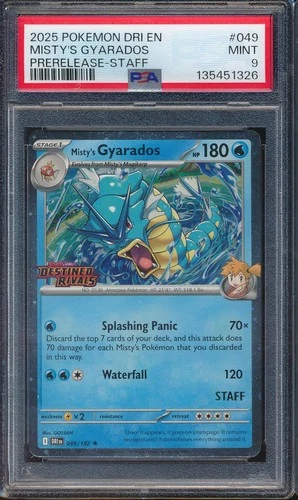 2025 Pokemon Destined Rivals 049 Misty's Gyarados Staff PreRelease PSA 9 - 1326
