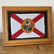 Florida State Flag Framed Non Reflective Glass Self Display In God We Trust FL