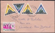 SABAH MALAYSIA 1966 mixed issues cover KUDAT to New Zealand................D6669