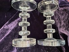 Heavy Crystal Candle Holders for Large Candles Set of 2
