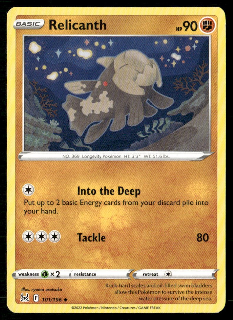 Relicanth 101/196 Uncommon Lost Origin Pokemon Moderately Played