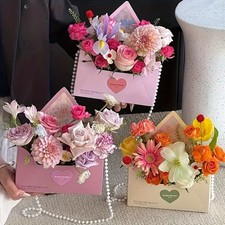 5 Elegant Envelope-Shaped Floral Gift Boxes, Love Letter Text Design Flower Box