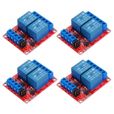4 Stück DC 12 V 2 Kanal Relaismodul Boards Schild 10A High/Low Level Trigger