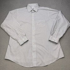 Brooks Brothers Shirt Mens 17 36 Multicolor Windowpane Plaid Regent Non Iron