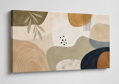 ICE ARMOR Large Canvas 24x36'' Abstract Organic Shapes Mid Century Neutral