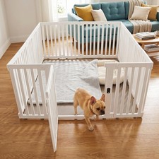 16 Panel 25.9 in H Dog Playpen W/ Door Portable Non-Slip Pet Playpen for Small