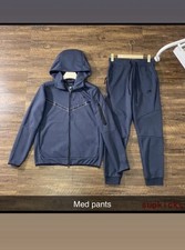Nike Dark Blue Tracksuit Set Hoodie Jogger Pants Zip Pockets Logo Size M