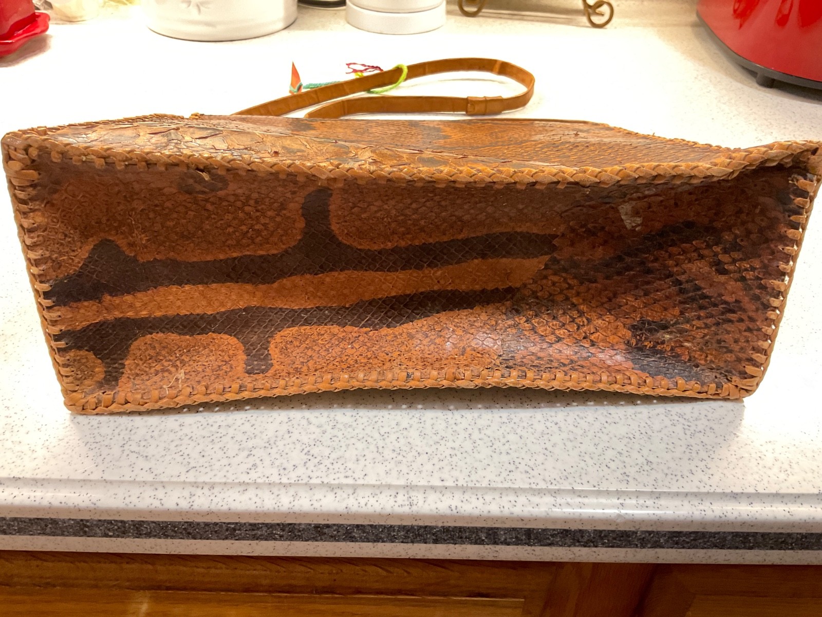Vintage 50-60s LARGE Snakeskin Python HANDBAG BAG… - image 4