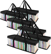 CD Storage Bags 6 Pack - Transparent PVC Media Storage - Water Resistant CD Ho