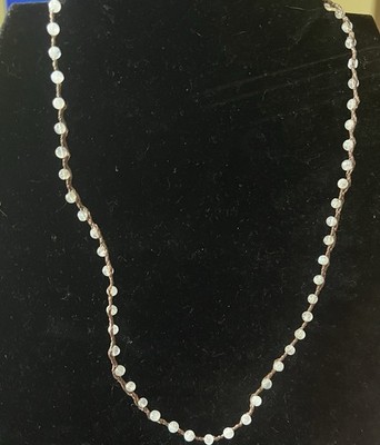 Love Heals Small Beaded Knotted Brown Thread Necklace