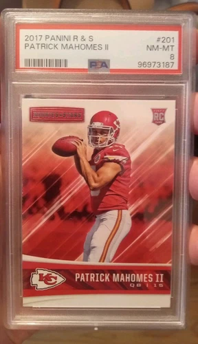 Patrick Mahomes 2017 Panini Rookies And Stars RC #201 PSA 8