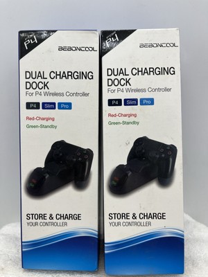 BEBONCOOL Dual Charging Dock P4 Wireless Controller Black Store & Charge /  2 Pk