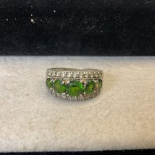 Vintage Genuine Green Peridot Filigree Setting 925 Sterling Silver Sz 9.5
