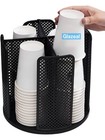 Rotatable Cup and Lid Organizer with 4 Compartments, Coffee Cup Dispenser for 5-