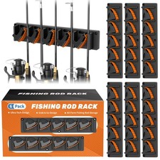 Fishing Rod Holder for Garage Wall Vertical Rack 5 Rods 6 Pack Holds 30 Rods