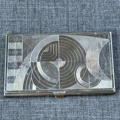 Frank Lloyd Wright Foundation Art Deco Metal Card Holder Hoffman House Vintage