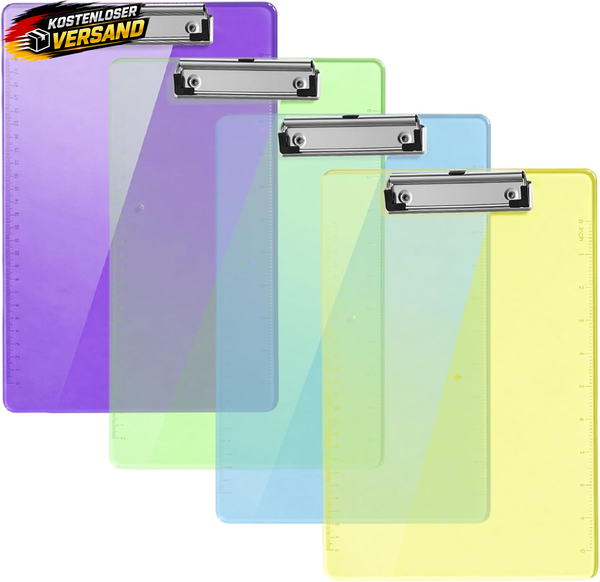 Yoosso 4 StüCk Klemmbrett A4, 31,5 × 22,5 Cm Klemmbrett Mit Metallclip | Klemmbr-image