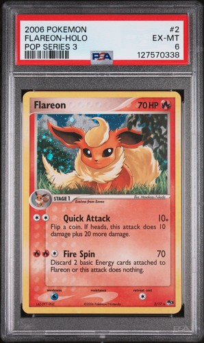 2006 POKEMON POP SERIES 3 #2 FLAREON-HOLO PSA 6