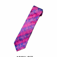 Art Men's Purple Blue Pink Paisley Pattern 100 Silk Woven Designer Tie