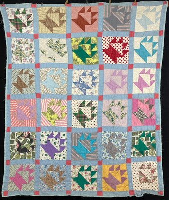Vintage Handmade Beautiful ''Bear Paw'' Pattern Multicolored Quilt 78.7x66.1 Inch