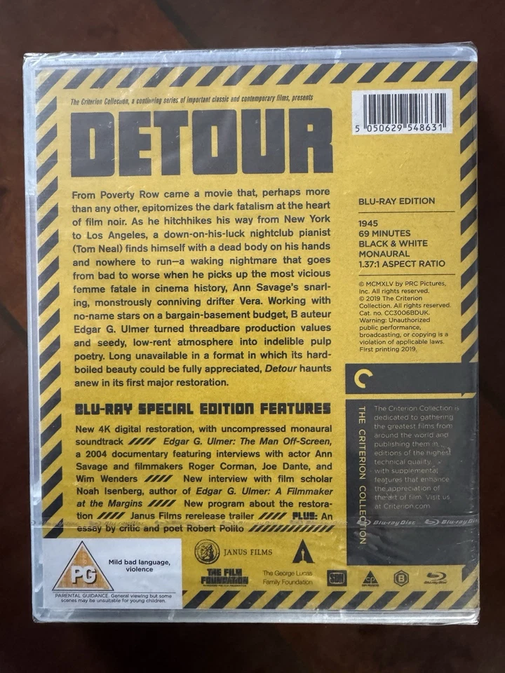 DETOUR (1945) SPECIAL COLLECTOR’S EDITION BLU RAY -CRITERION - Image 2 of 2