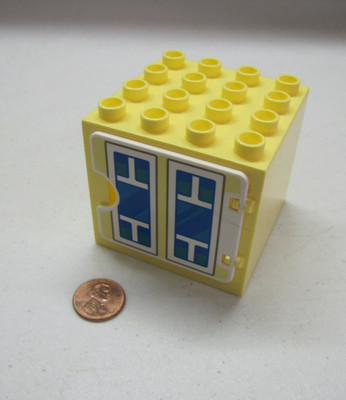 Lego Duplo Yellow Printed Door Window Pane Building Block 4X4 House #1