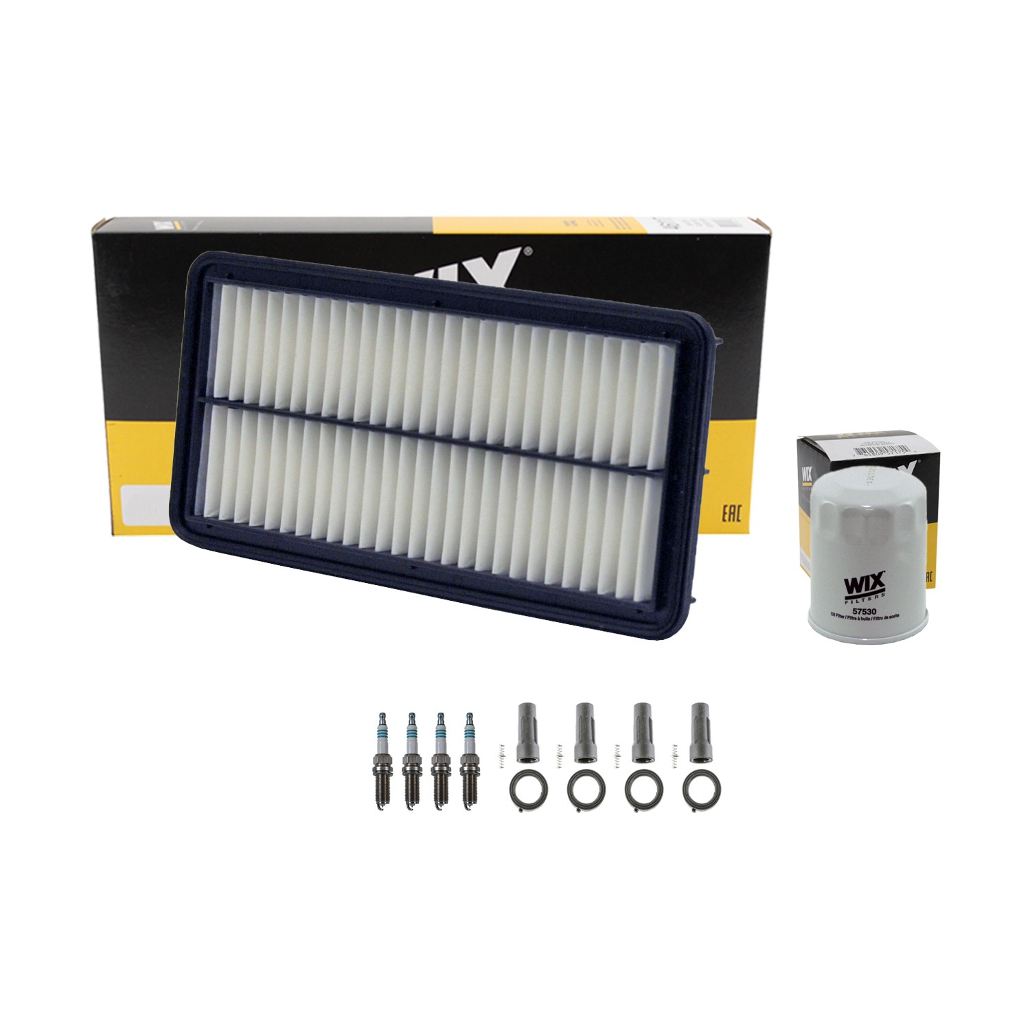 Wix Tune Up Kit Denso 4 Spark Plugs and Coil Boots Kit For SX4 2.0 L4 J20B 10-13