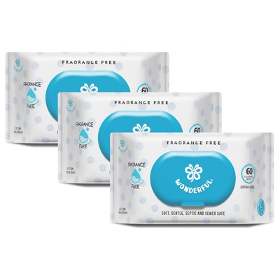Flushable Butt Wipes, Unscented 100% Plant-Based Wet Wipes for Adults & Kids,...