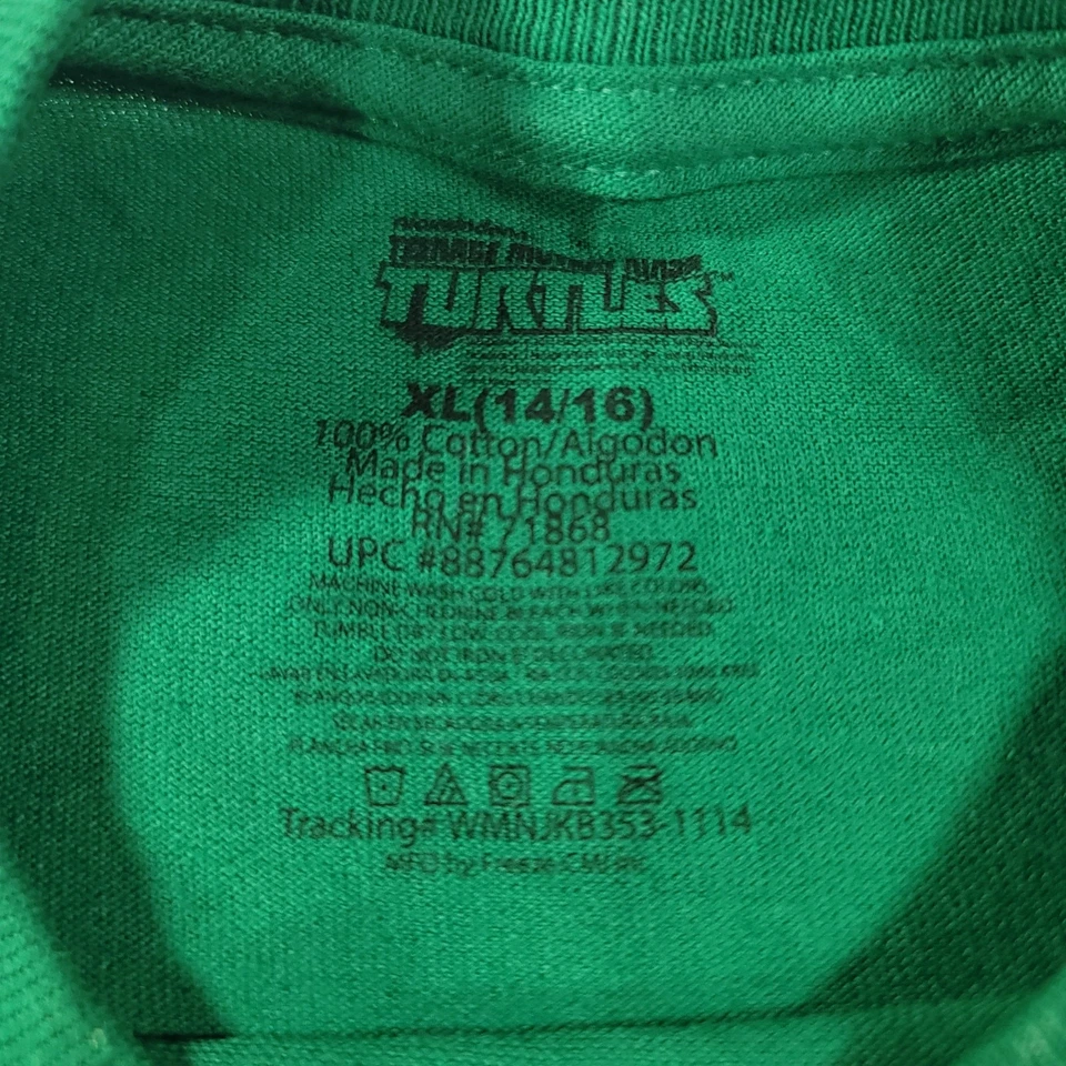 忍者神龟图案短袖衬衫青少年男孩尺寸 XL 绿色 — 第 3/4 张图片