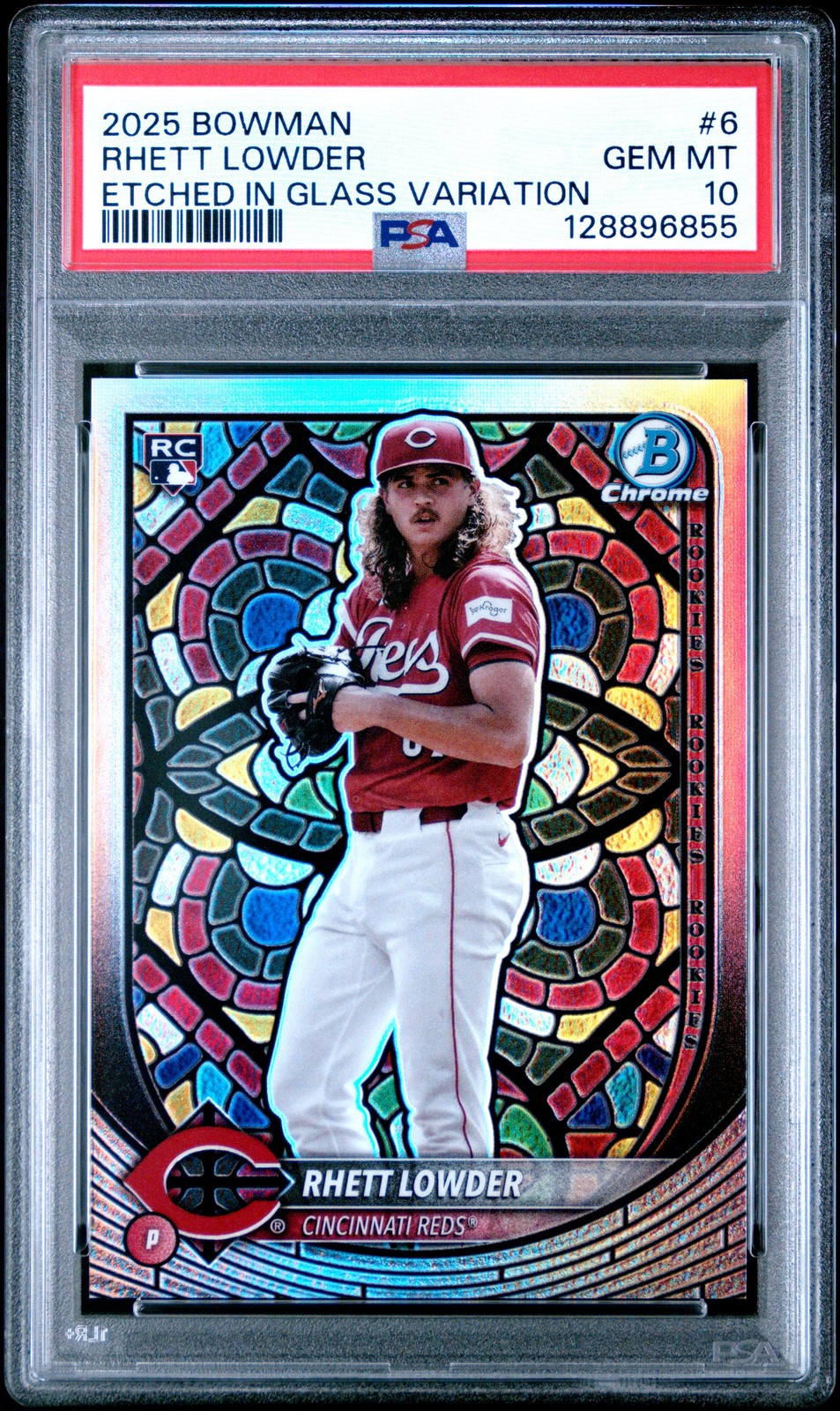 2025 BOWMAN ETCHED IN GLASS VAR #6 RHETT LOWDER PSA 10