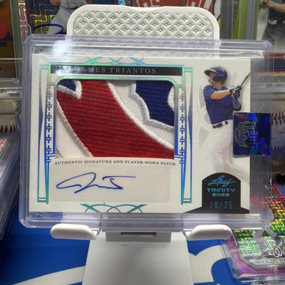 #ad 2022 Leaf Trinity Patch Autographs James Triantos #PA JT1 Blue Foil 25 $85.00