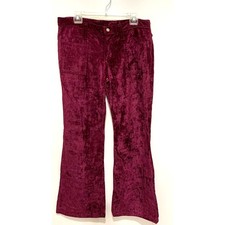 Vintage 1970's Wrangler Velvet Bell Bottoms Cranberry Jeans Size Junior 15/16