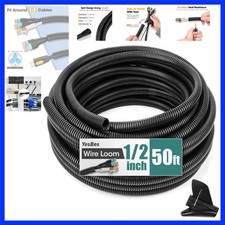 50 FT Wire Loom 1/2 Inch, Split Wire Loom Tubing Wire Conduit, Wire Protector...